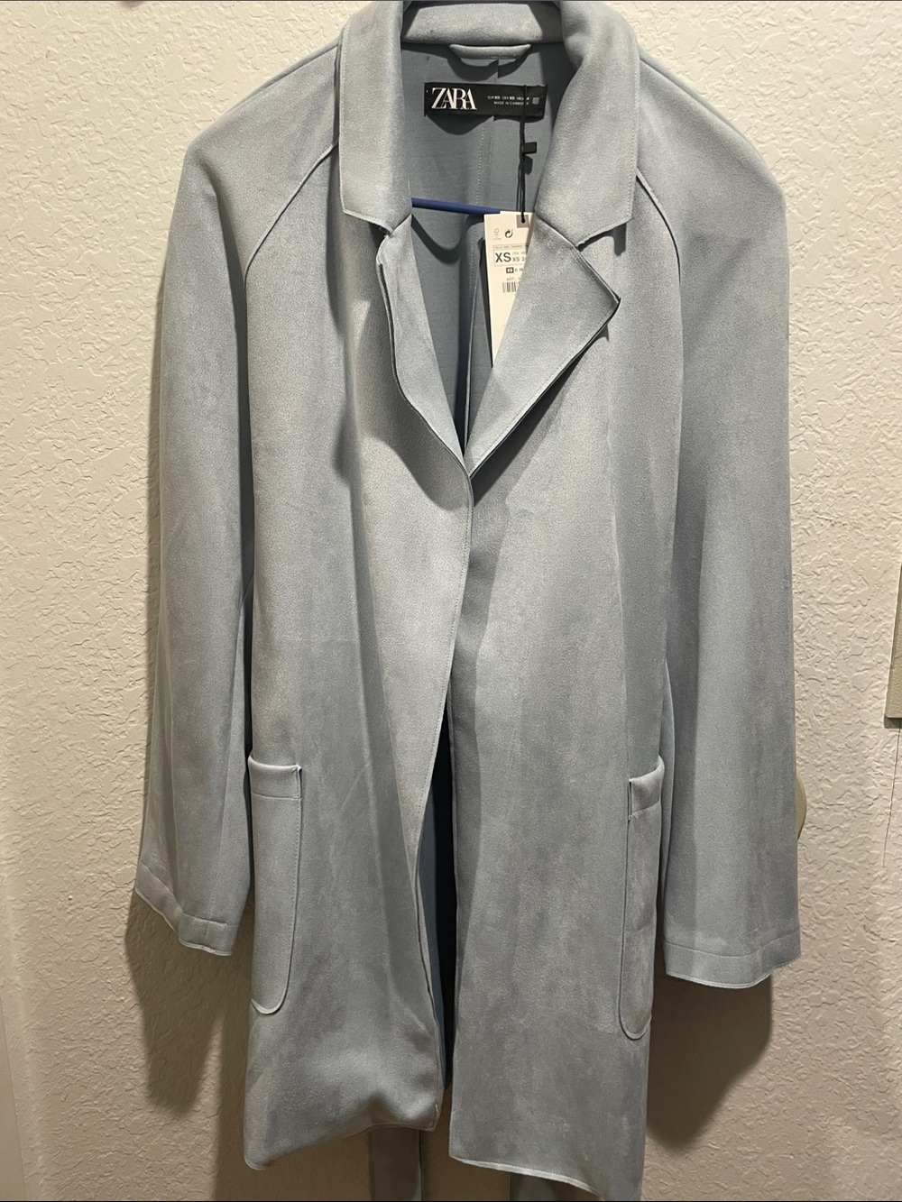 ZARA Pale Blue Longline Trench Coat